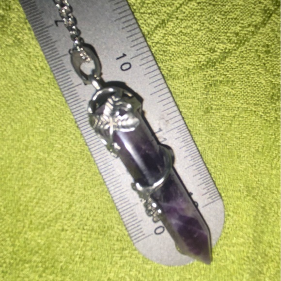 Amethyst Wrapped w/Silver Pendant & Necklace- Hand Made Mystical Healing Crystal - Picture 7 of 16